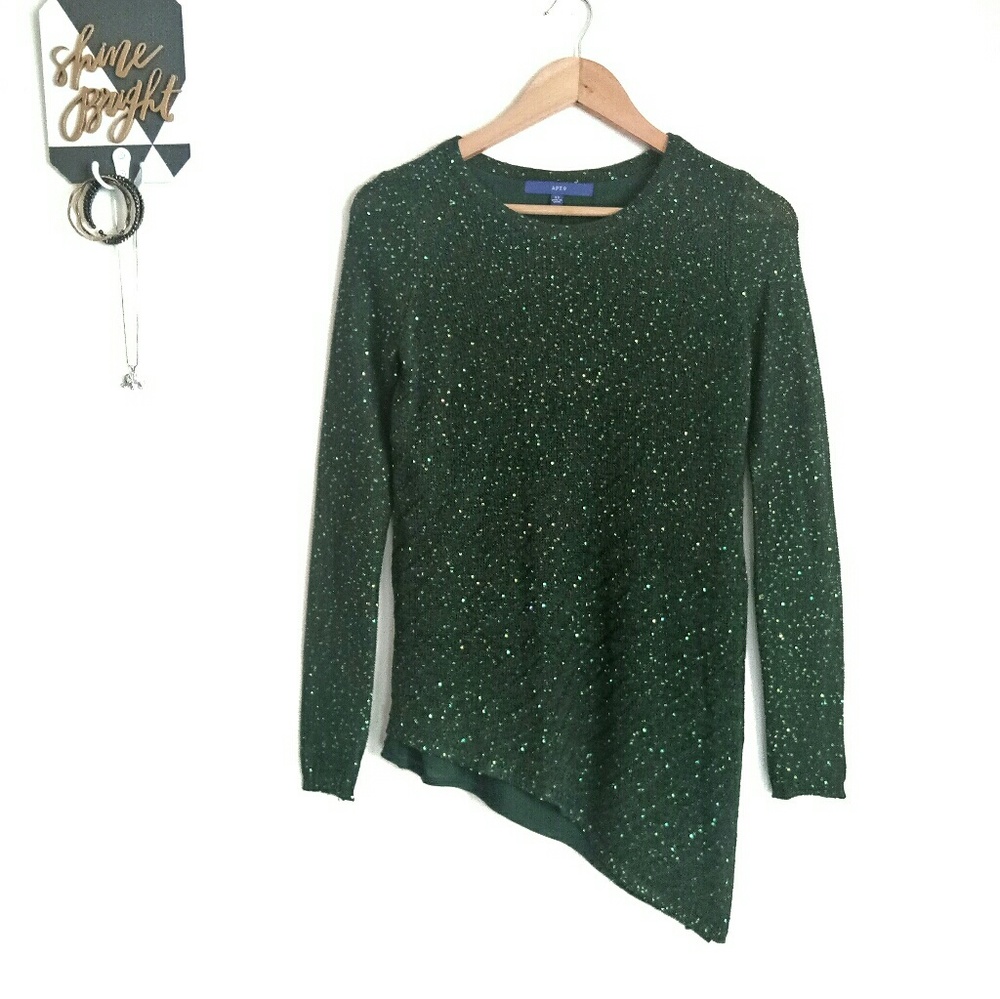 Asymmetrical Sequin Crewneck Sweater
